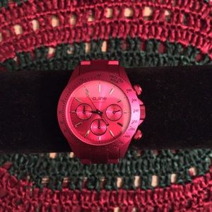 A_LINE NWOT AUTHENTIC AMORE ALUMINUM CHRONOGRAPH RED WATCH
